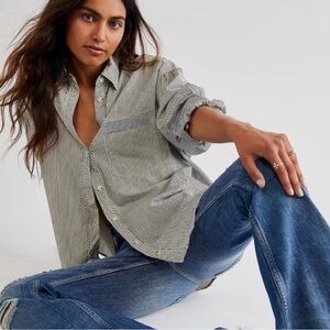 Free People| ‘Happy Hour’ Oxford Striped Button Down Shirt
